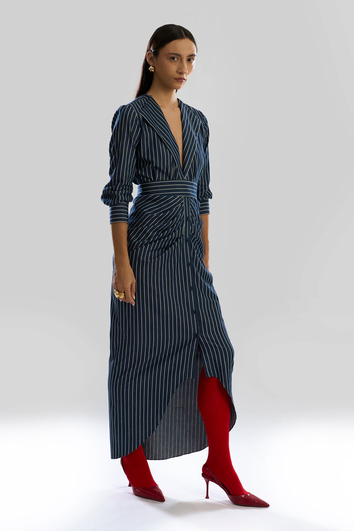Offset Denim Stripe Dress