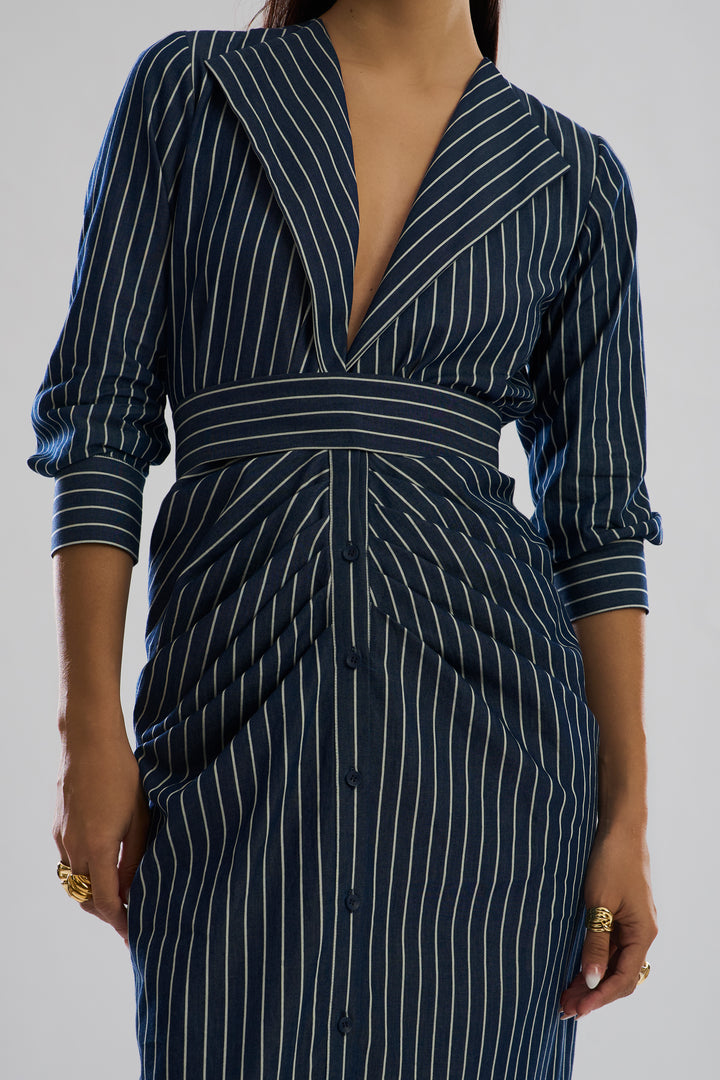 Offset Denim Stripe Dress