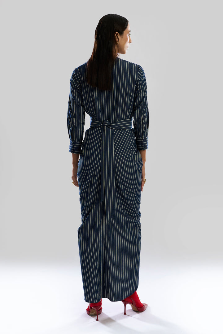 Offset Denim Stripe Dress