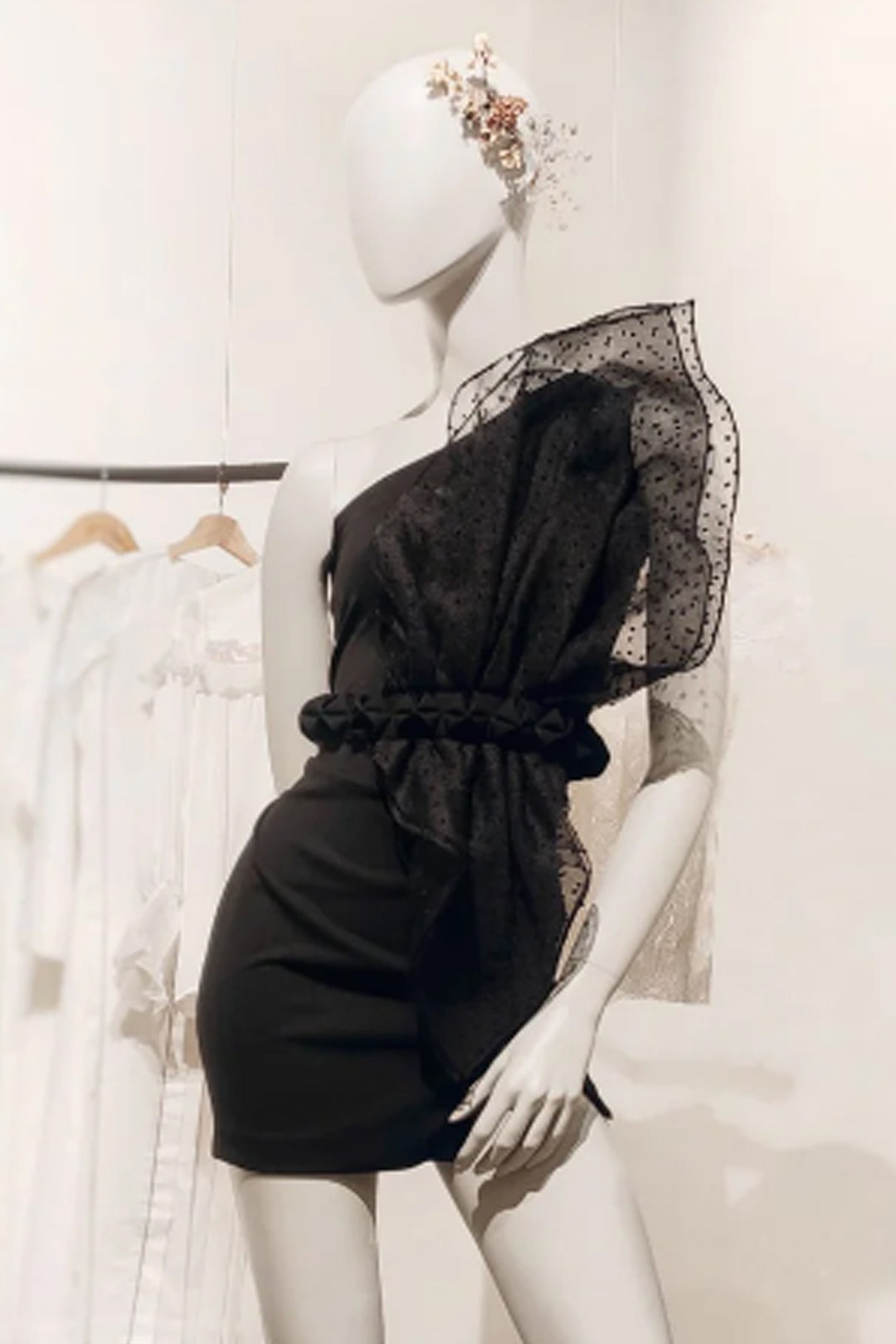 Organza Structured Dress Black