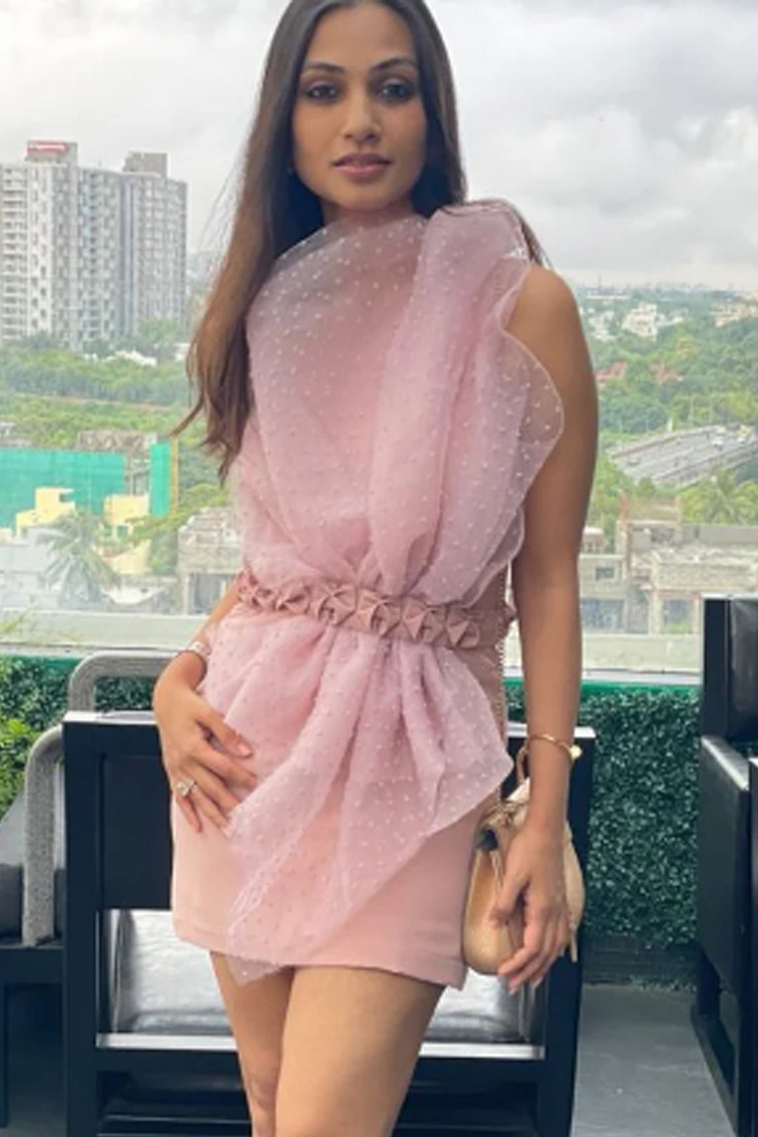 Organza Structured Dress Baby Pink