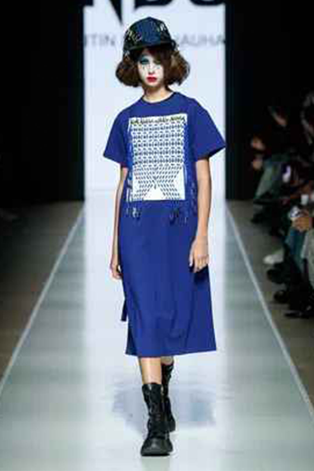 NBC INK BLUE DRESS WITH KNIT(SS-25-53)