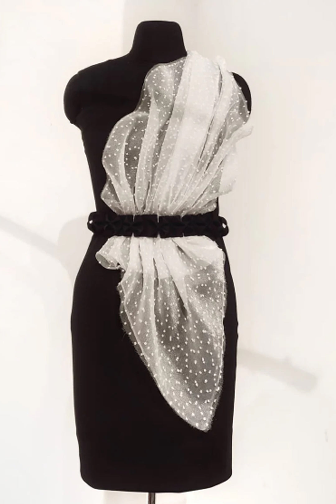 Organza Structured Dress Black and White