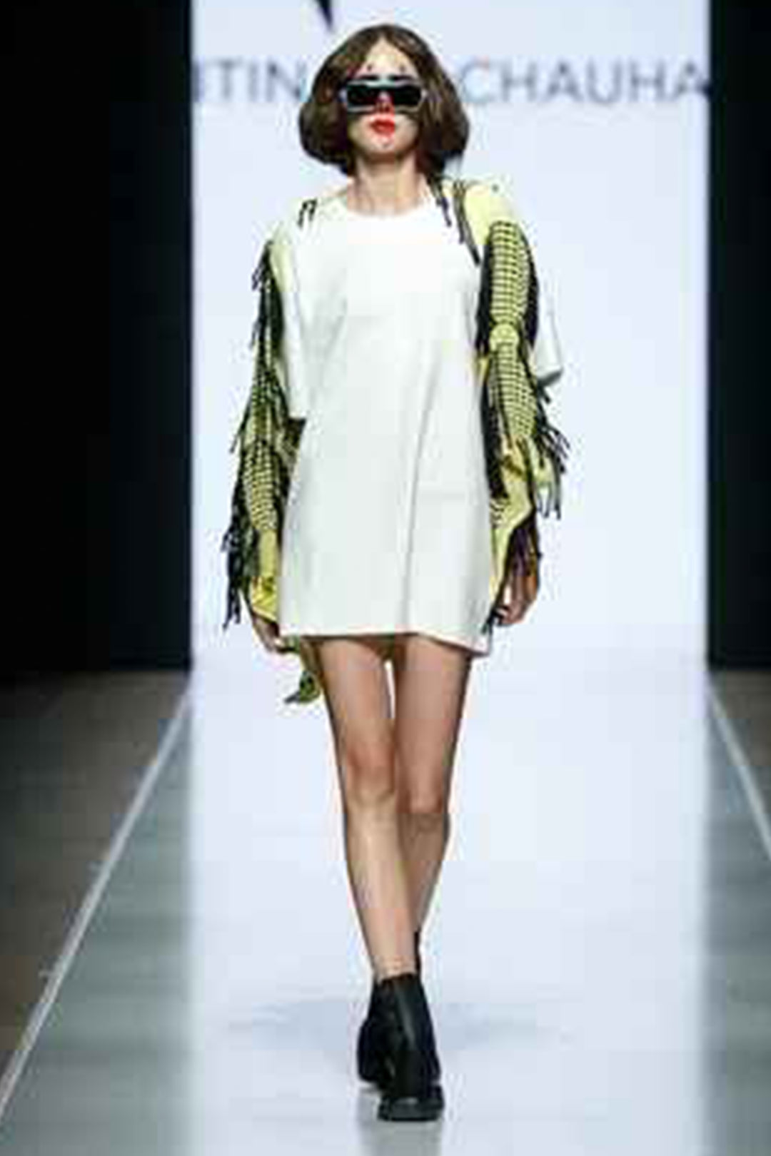 NBC BUTTER YELLOW & WHITE DRESS KNIT SHRUG(SS-25-28)