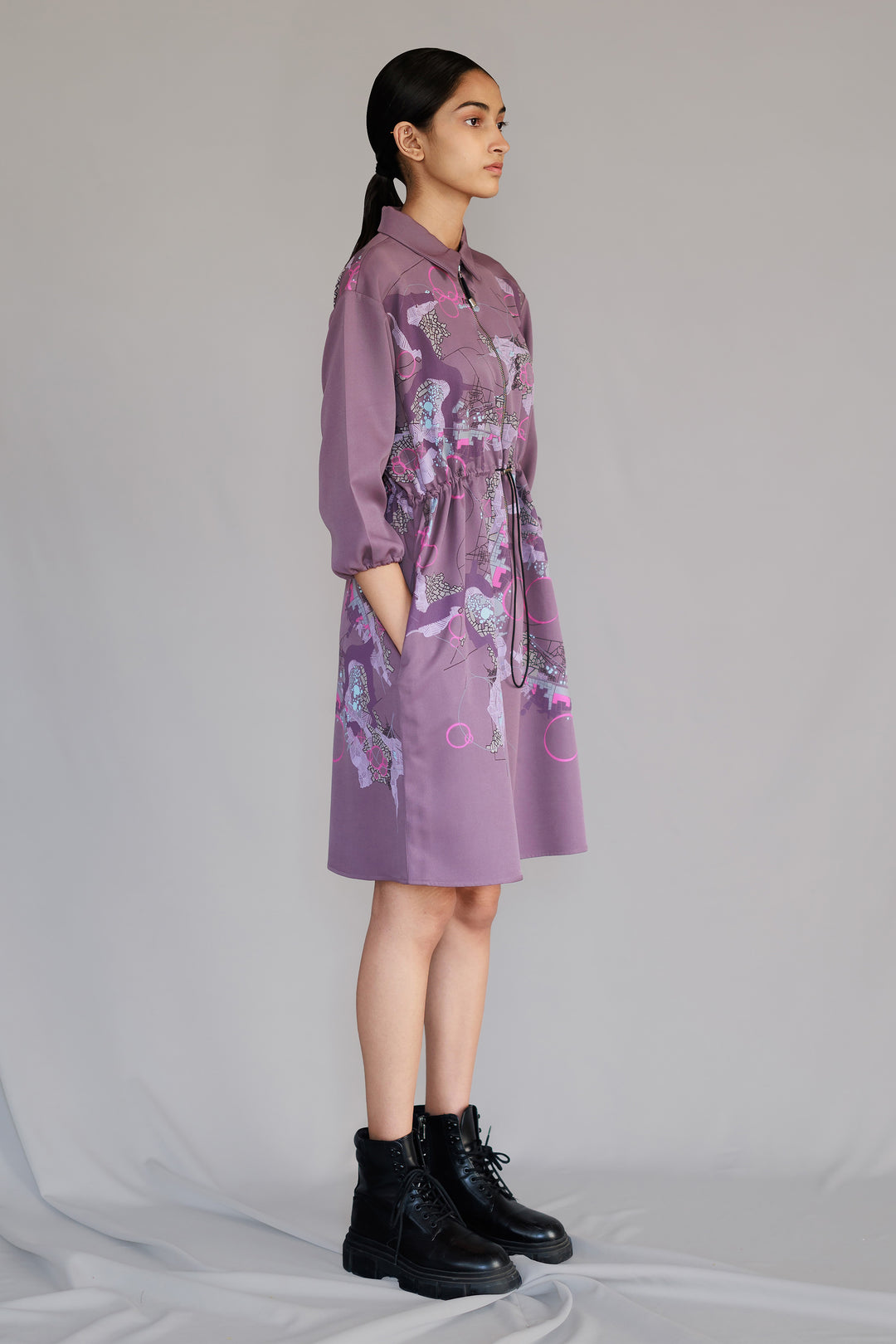 Mauve map short dress