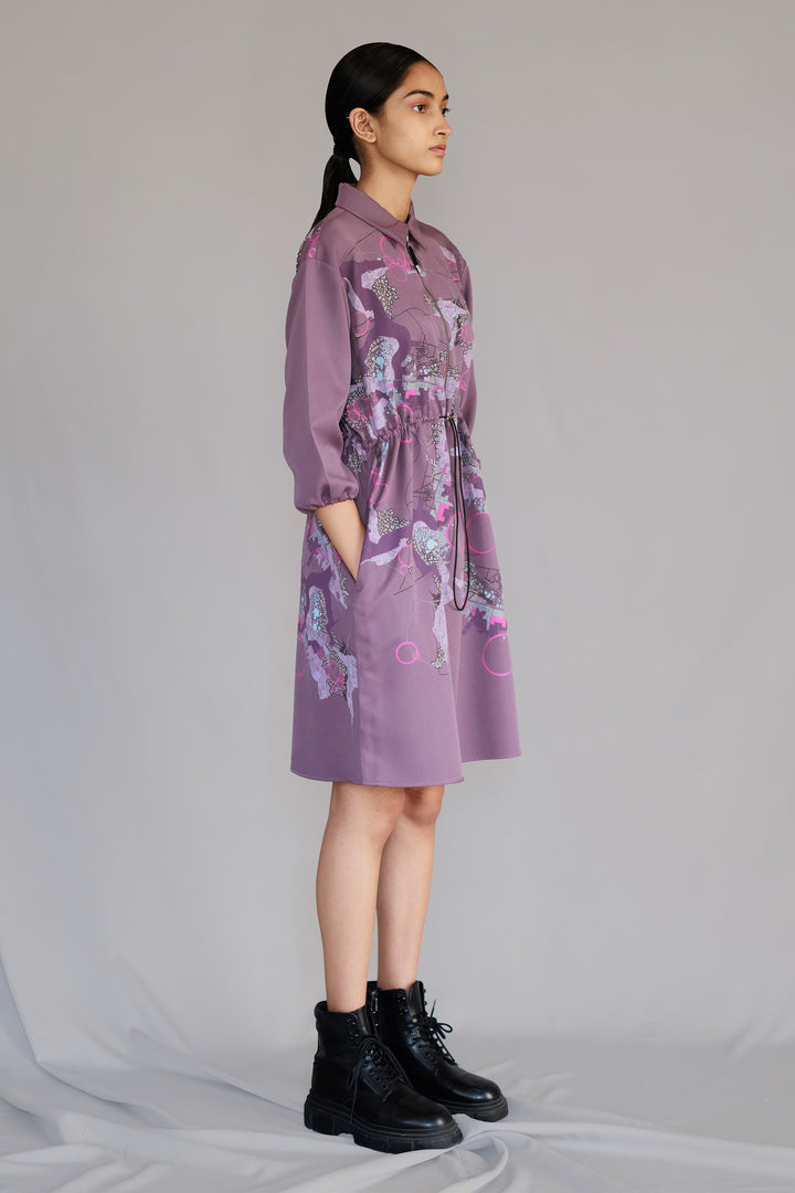 Mauve map short dress