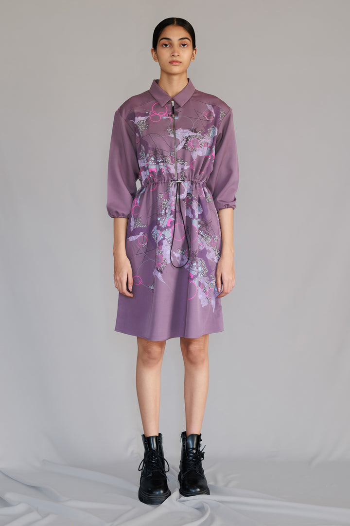 Mauve map short dress
