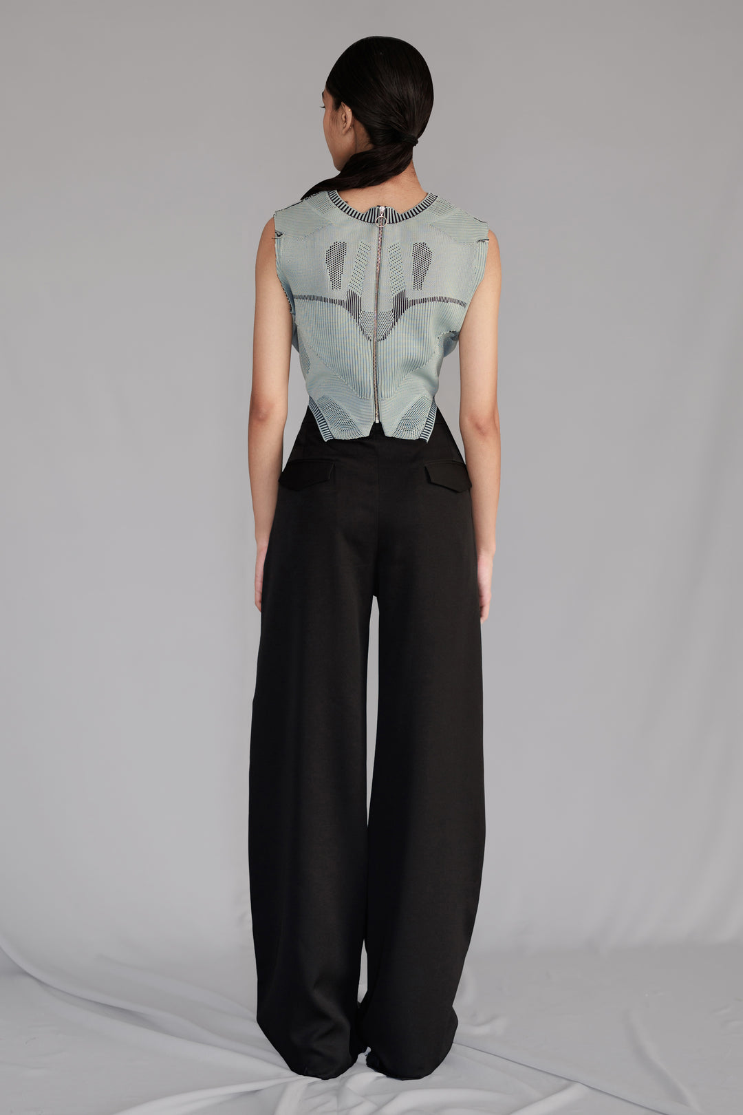 Grey Knitted panel top set