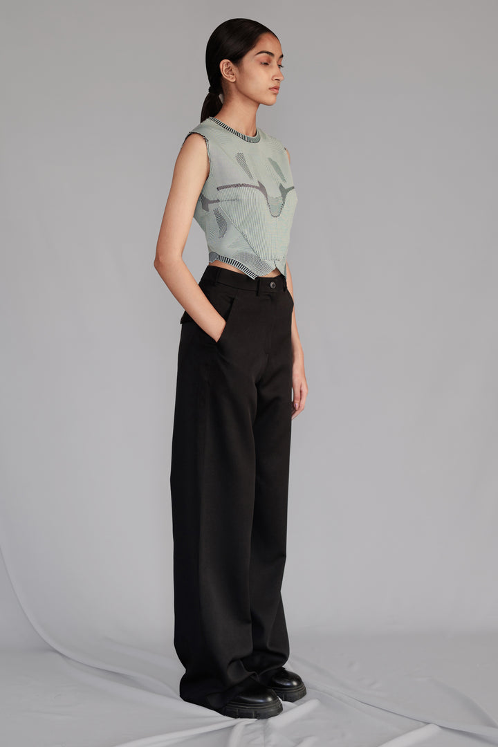 Grey Knitted panel top set