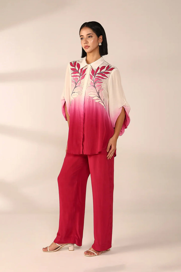 Oversized Sleeve Coord Set - Crimson Veil