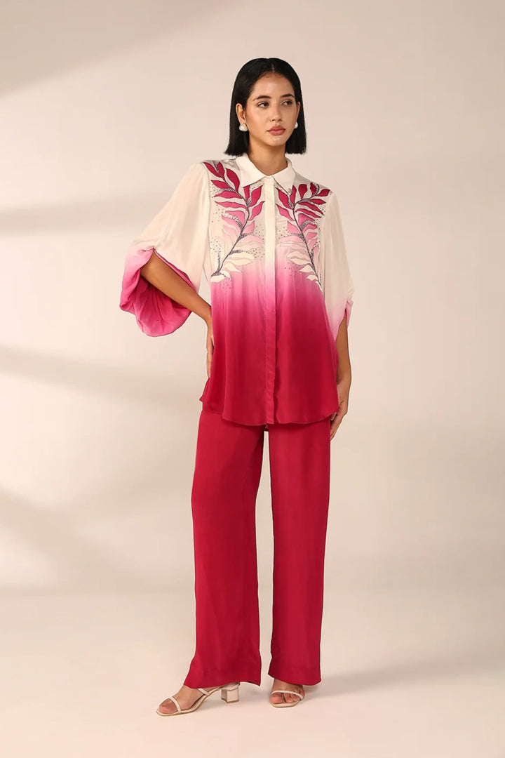 Oversized Sleeve Coord Set - Crimson Veil
