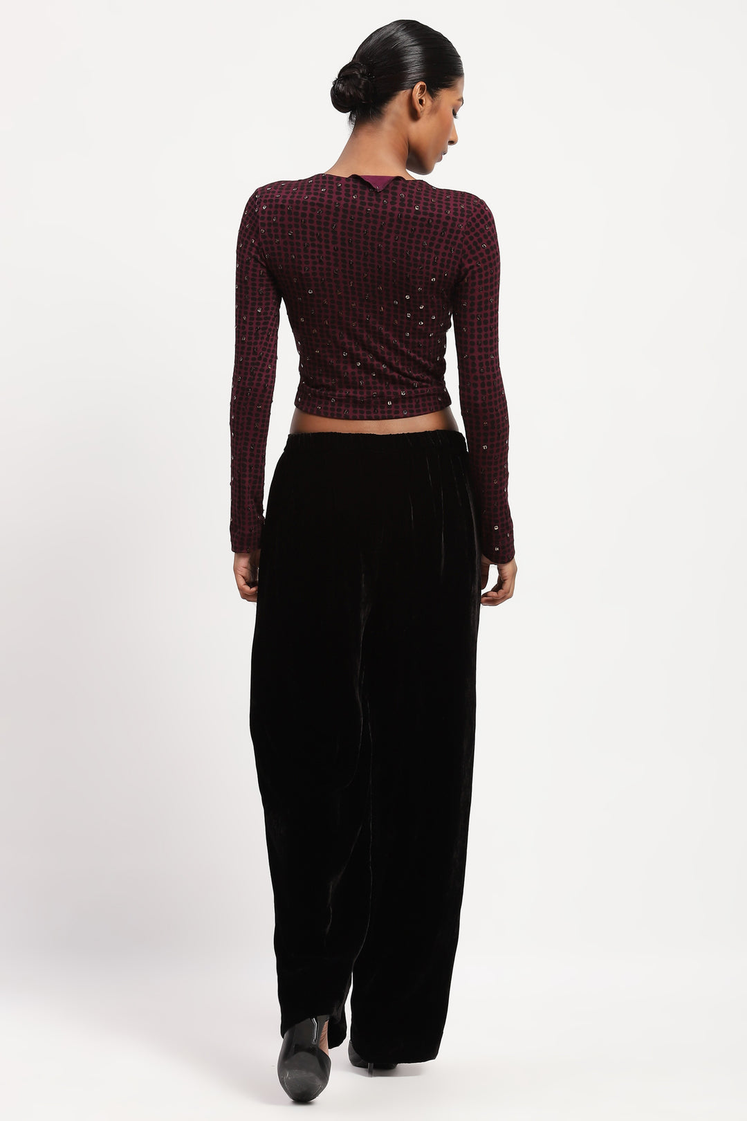 Embellished Dot Print Top