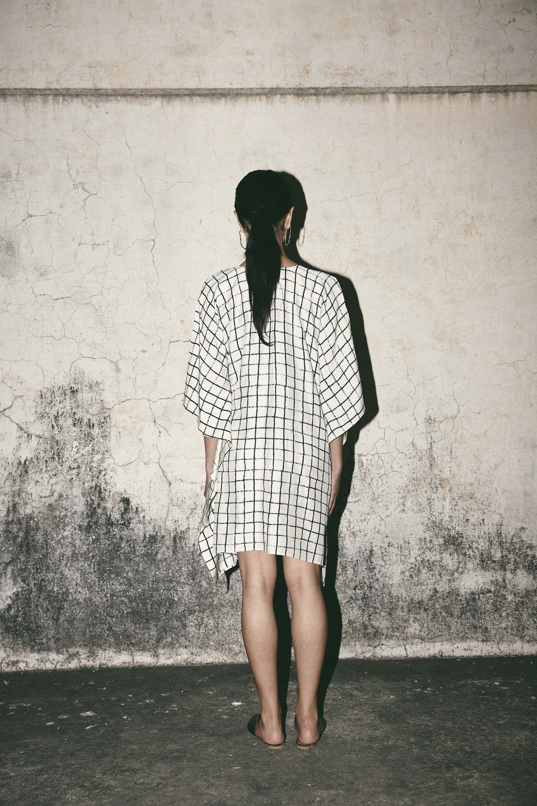 Grid kaftan dress