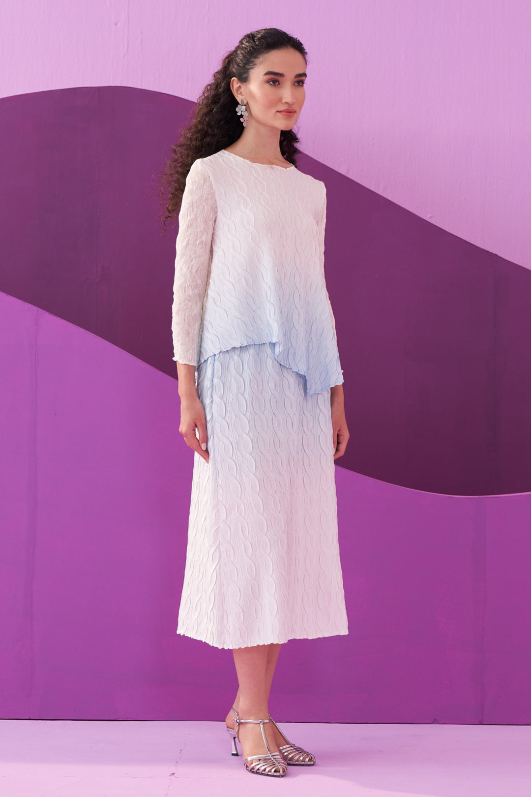 BLUE CLAREY SKIRT SET