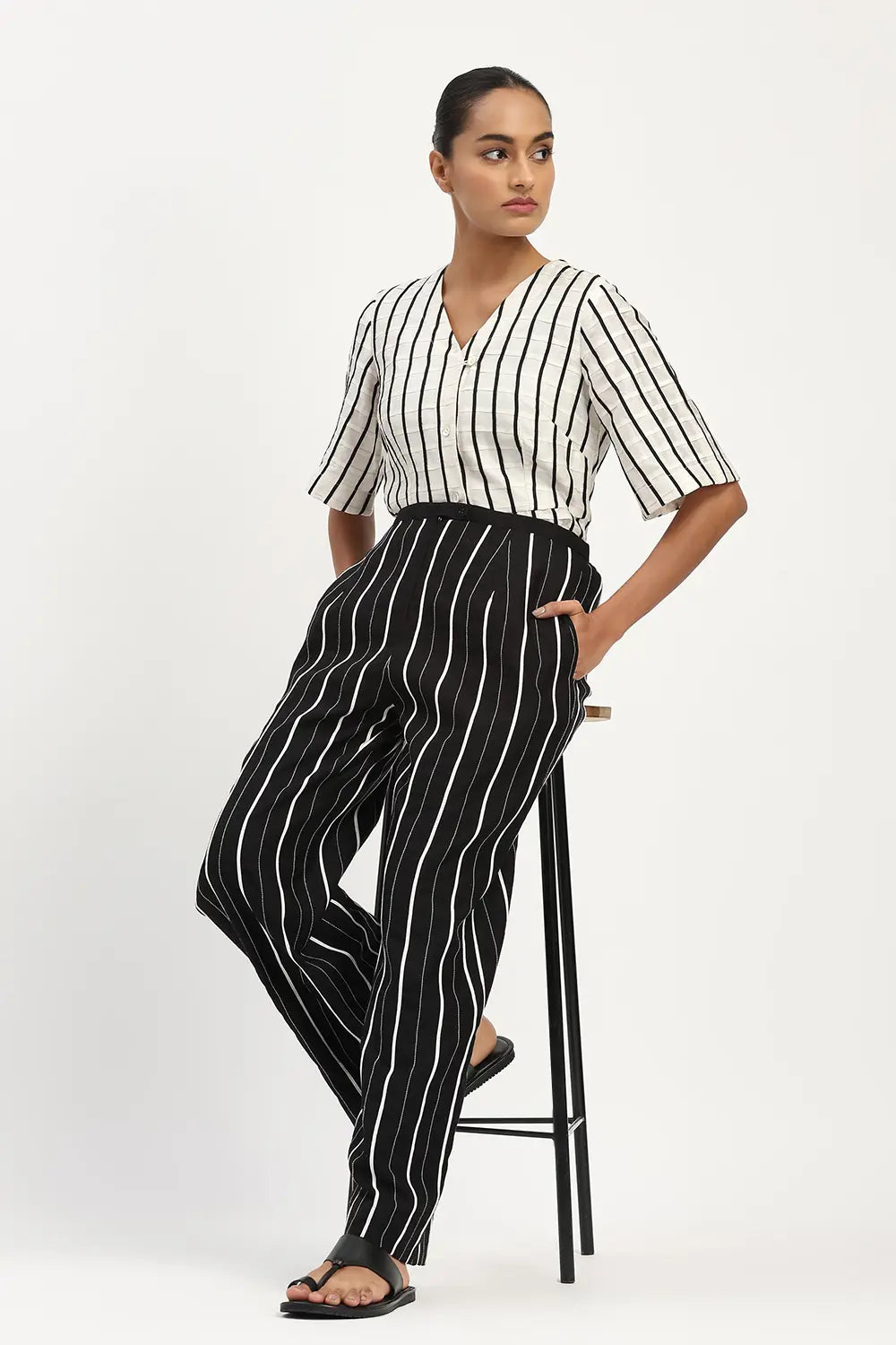 Tape Stripe Trouser - Black