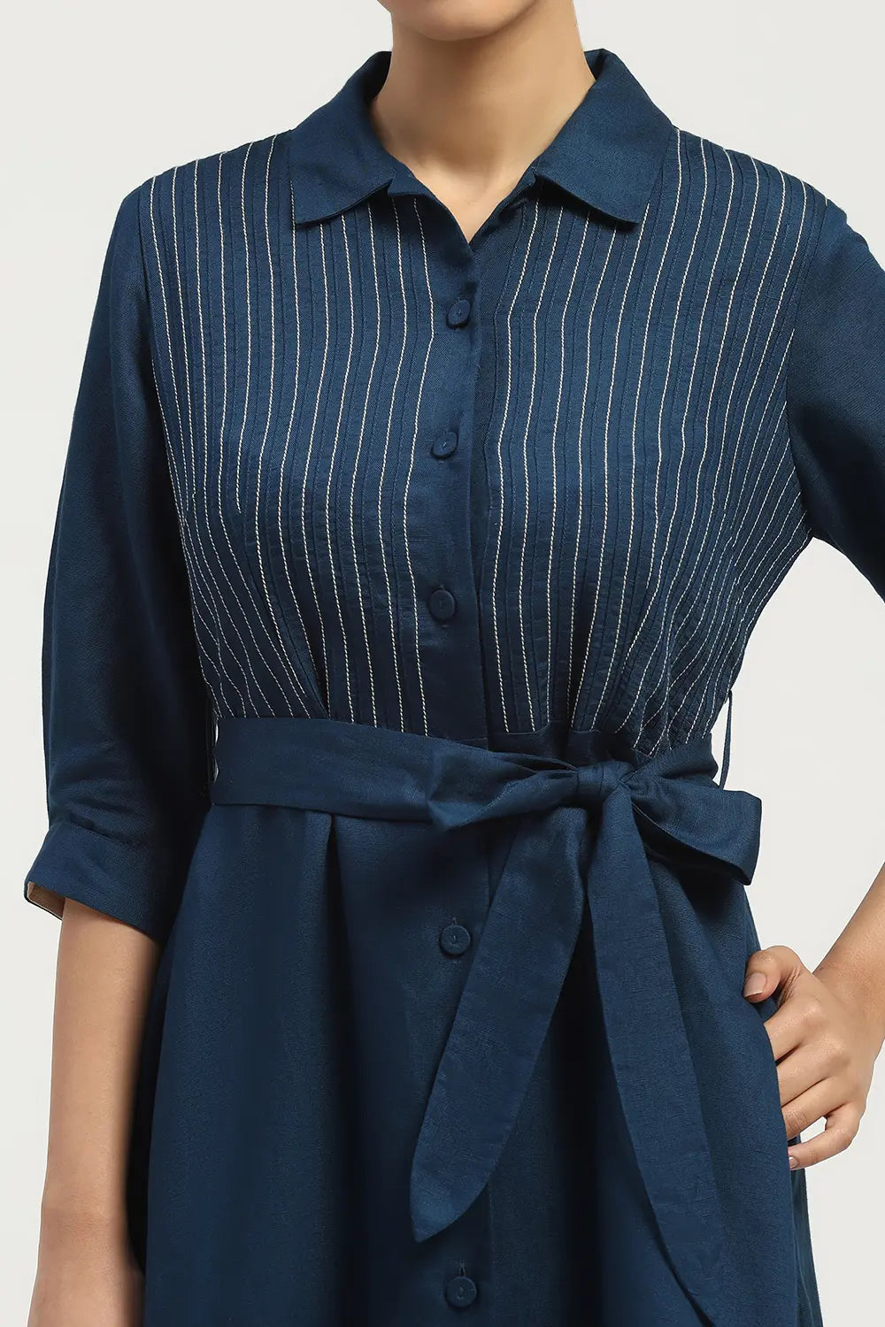 Pleated Linen Dress