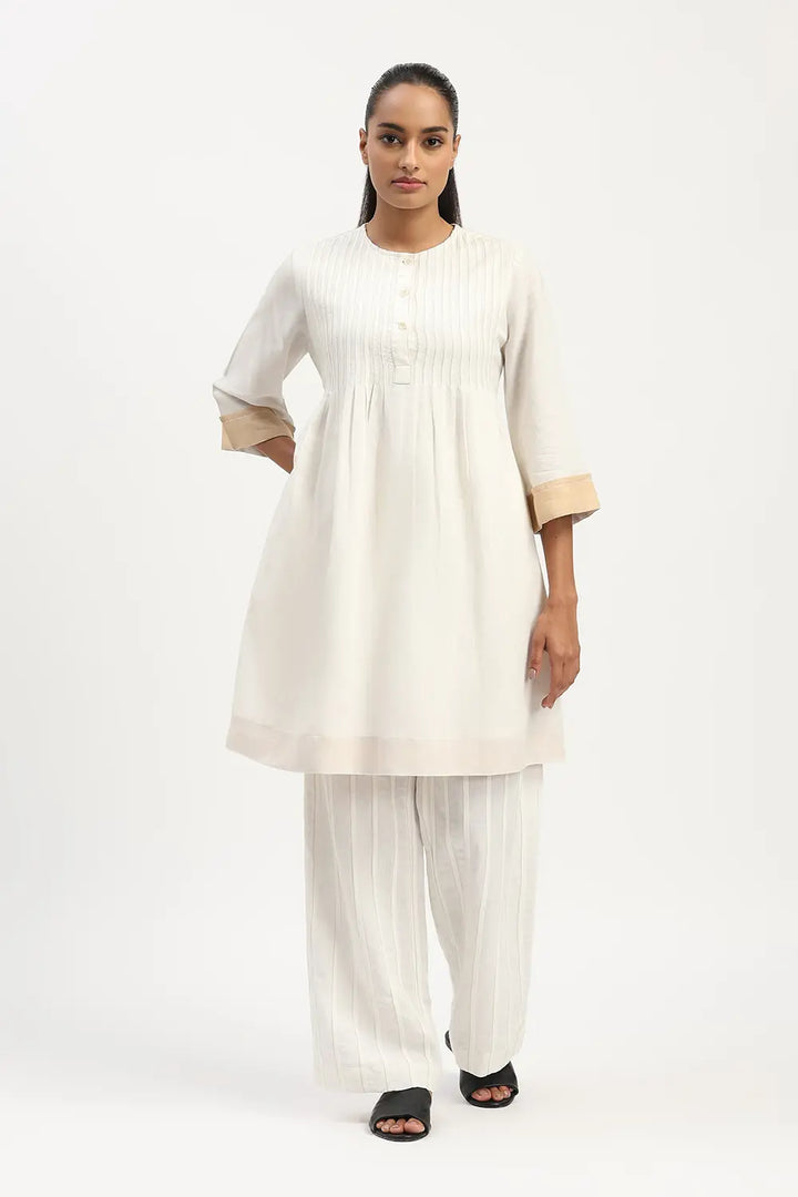 Pleated Linen Dress - Ivory