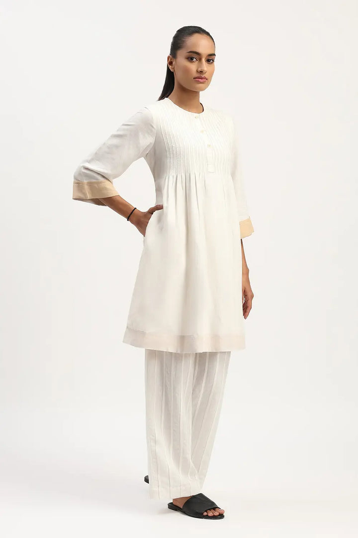 Pleated Linen Dress - Ivory
