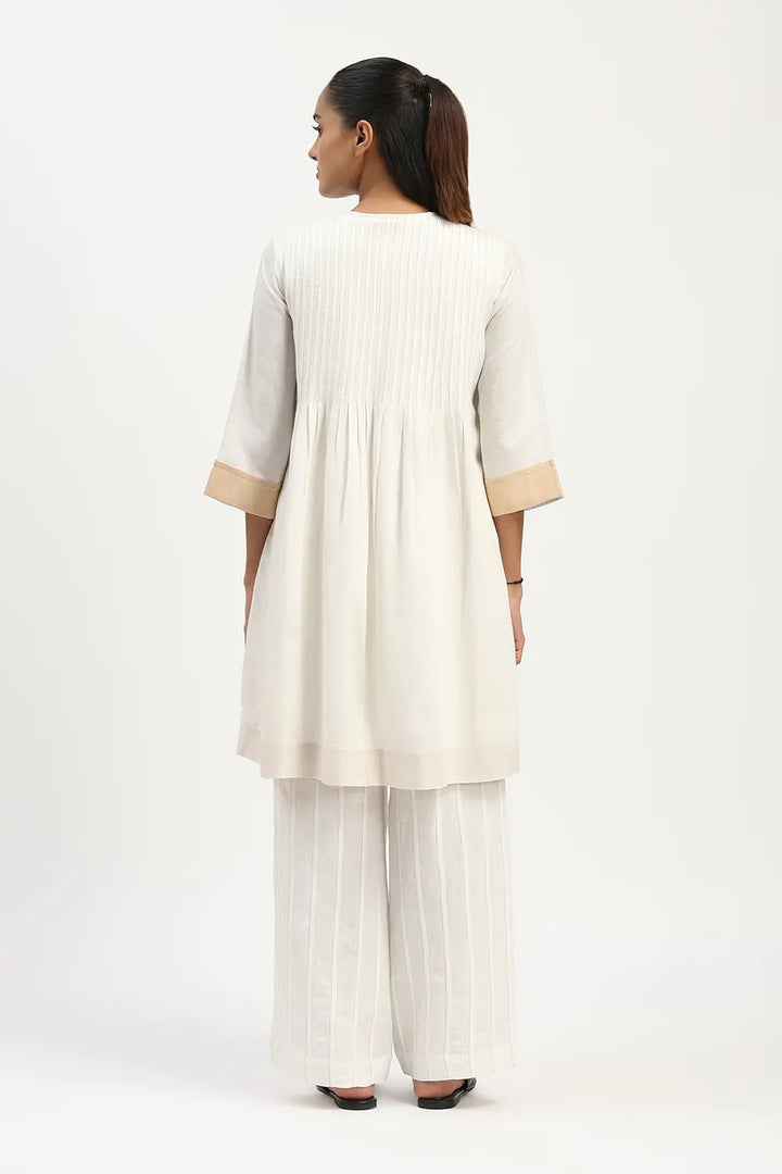 Pleated Linen Dress - Ivory