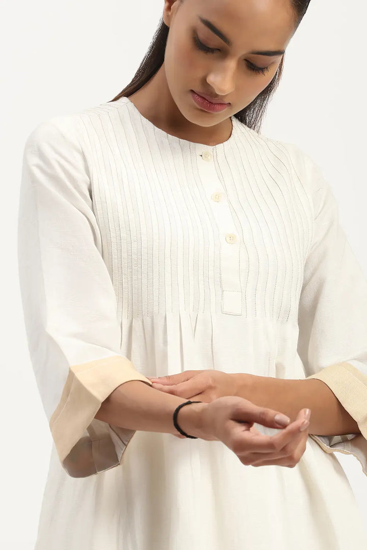 Pleated Linen Dress - Ivory