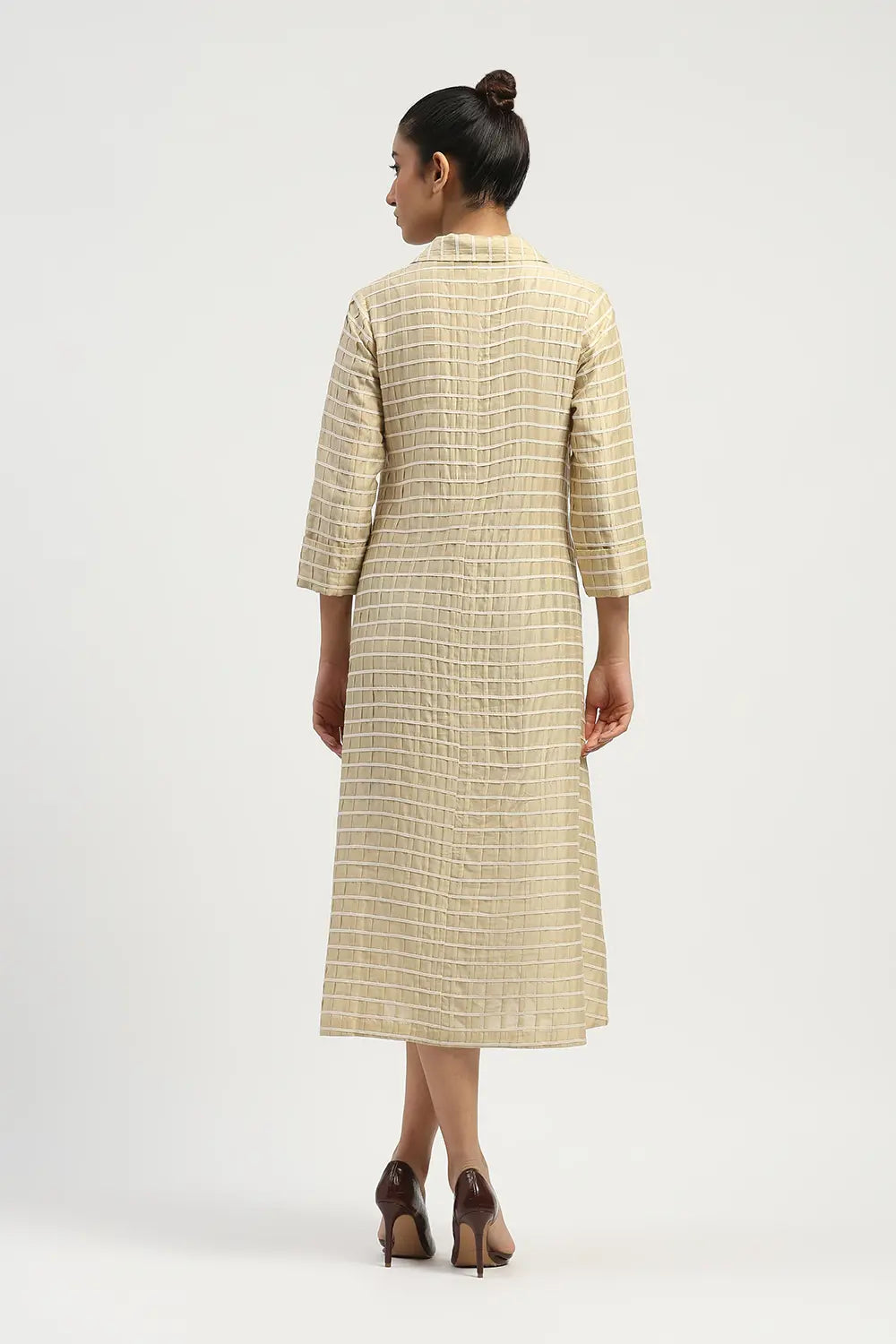 Pleat & Tape Dress - Beige