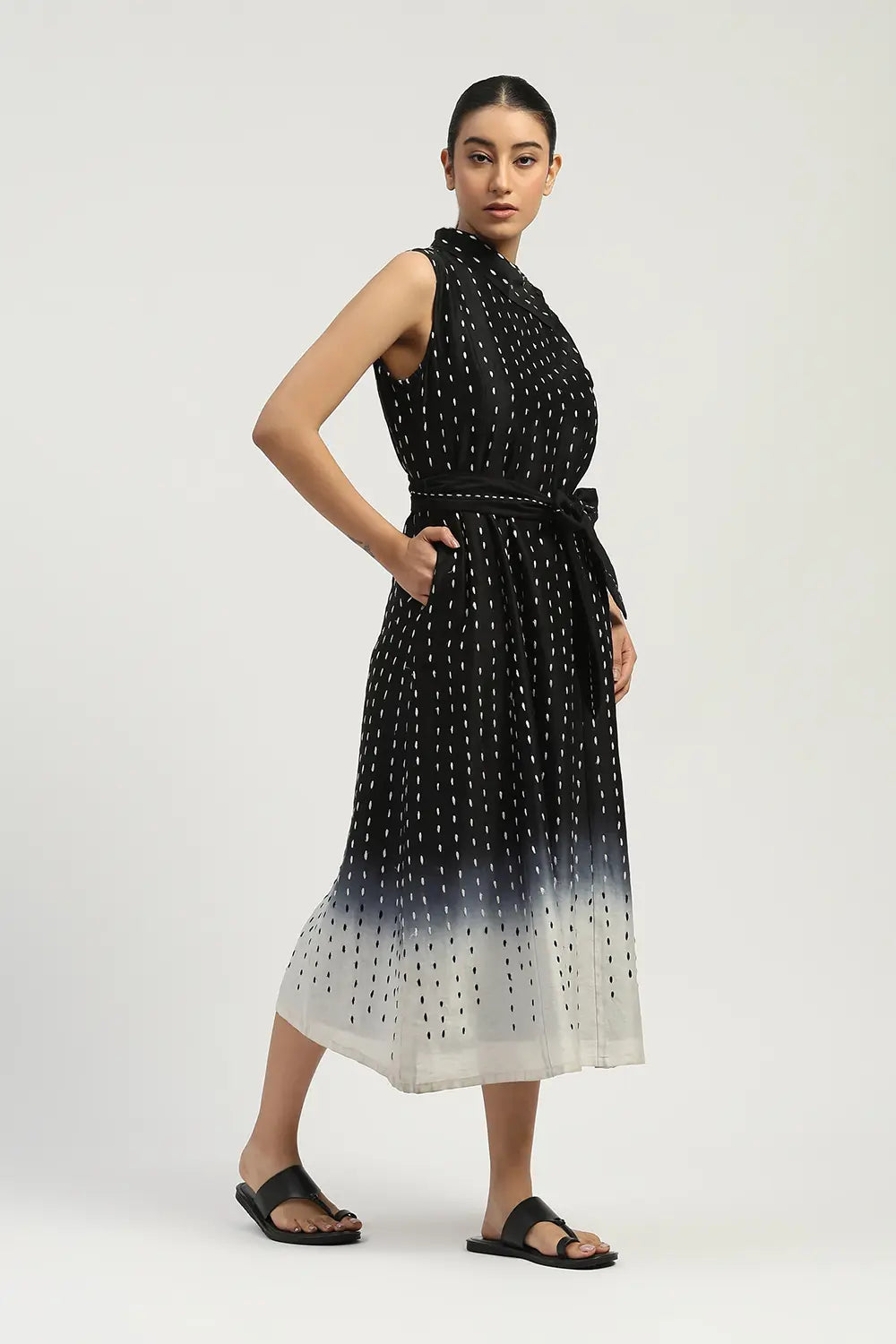 Ombre Stab Stitch Long Dress