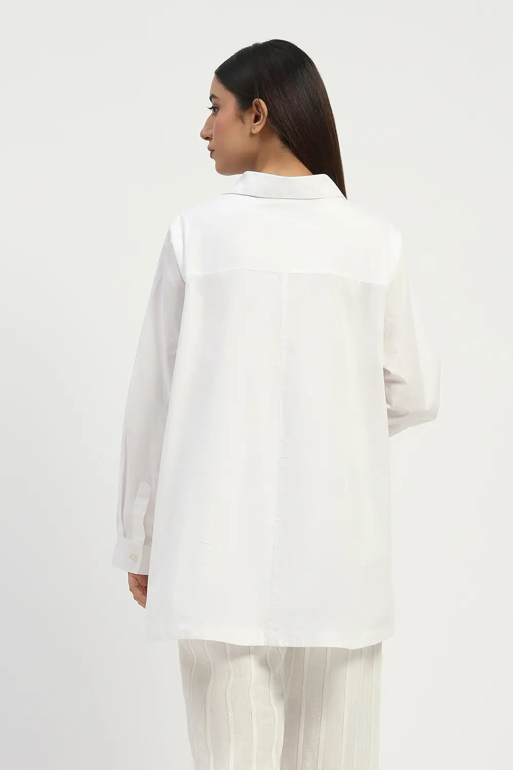 Studs Placket Shirt - Ivory