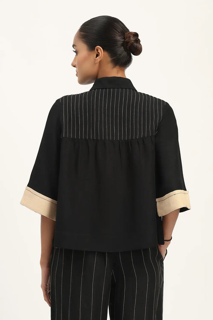 Pleated Linen Top