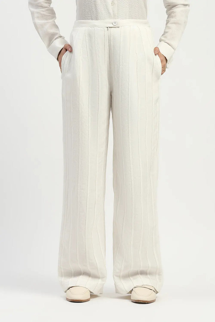 Pleated Linen Trouser - Ivory