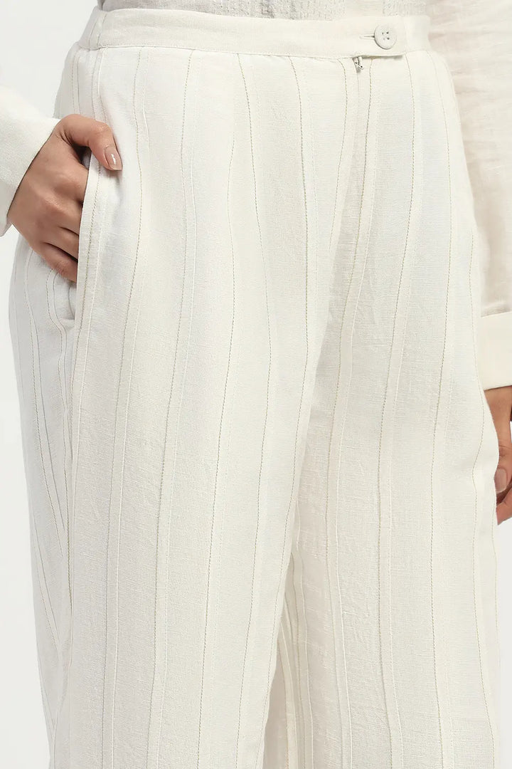 Pleated Linen Trouser - Ivory