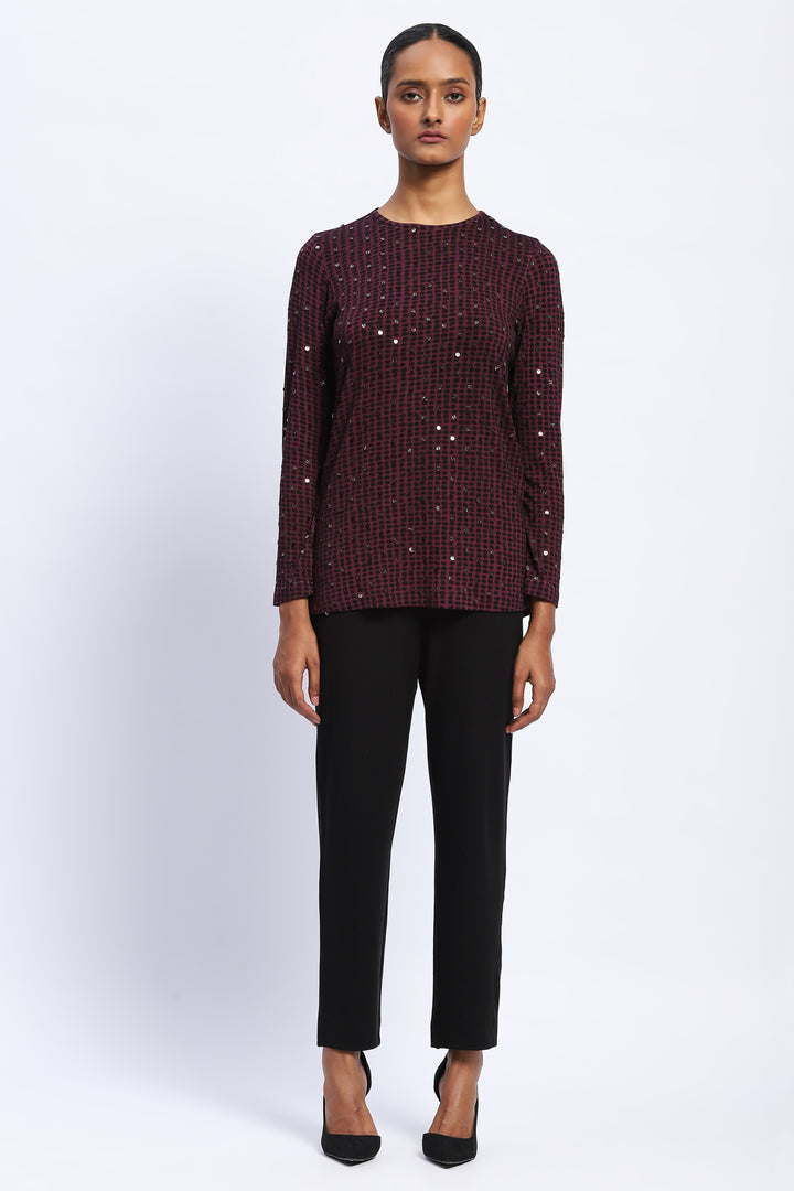 Embellished Dot Print Top