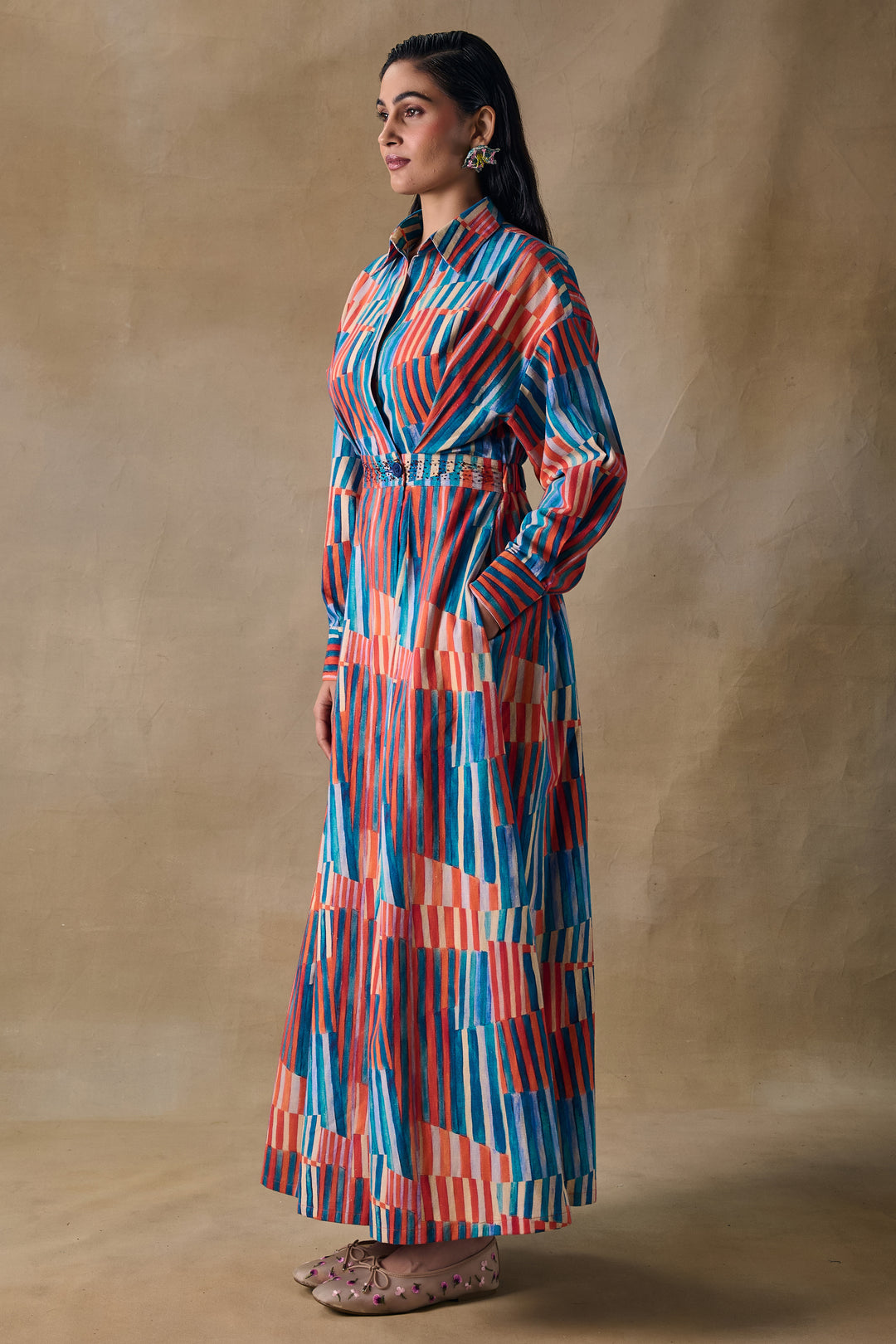 Asilah Stripe Wrap Dress