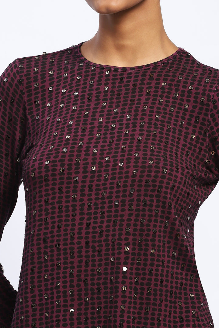Embellished Dot Print Top