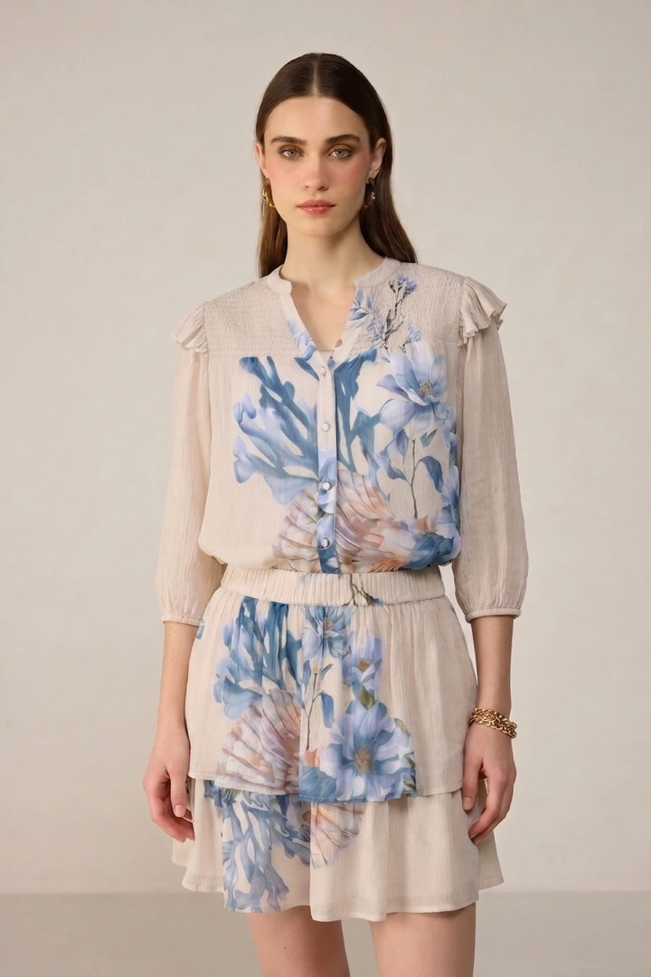 Camille Blouse Co-ord set Cream