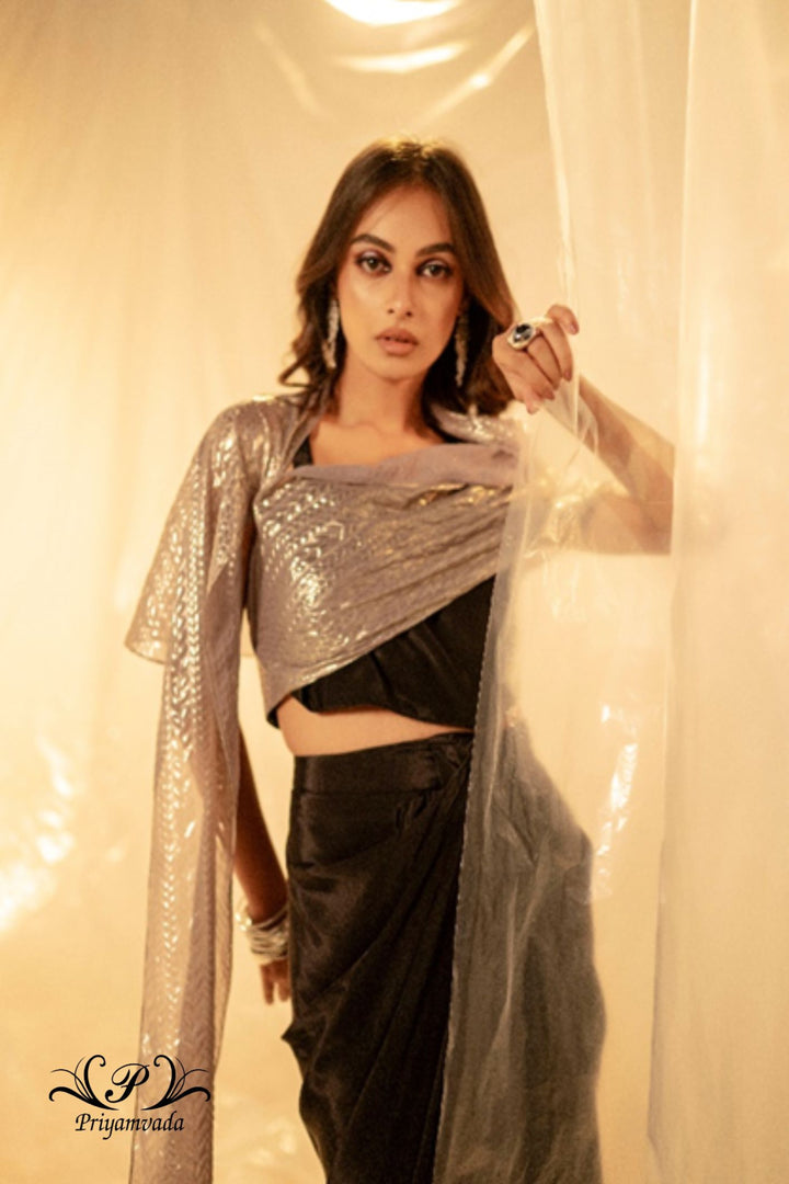 Wrap-on with draped skirt and bustier