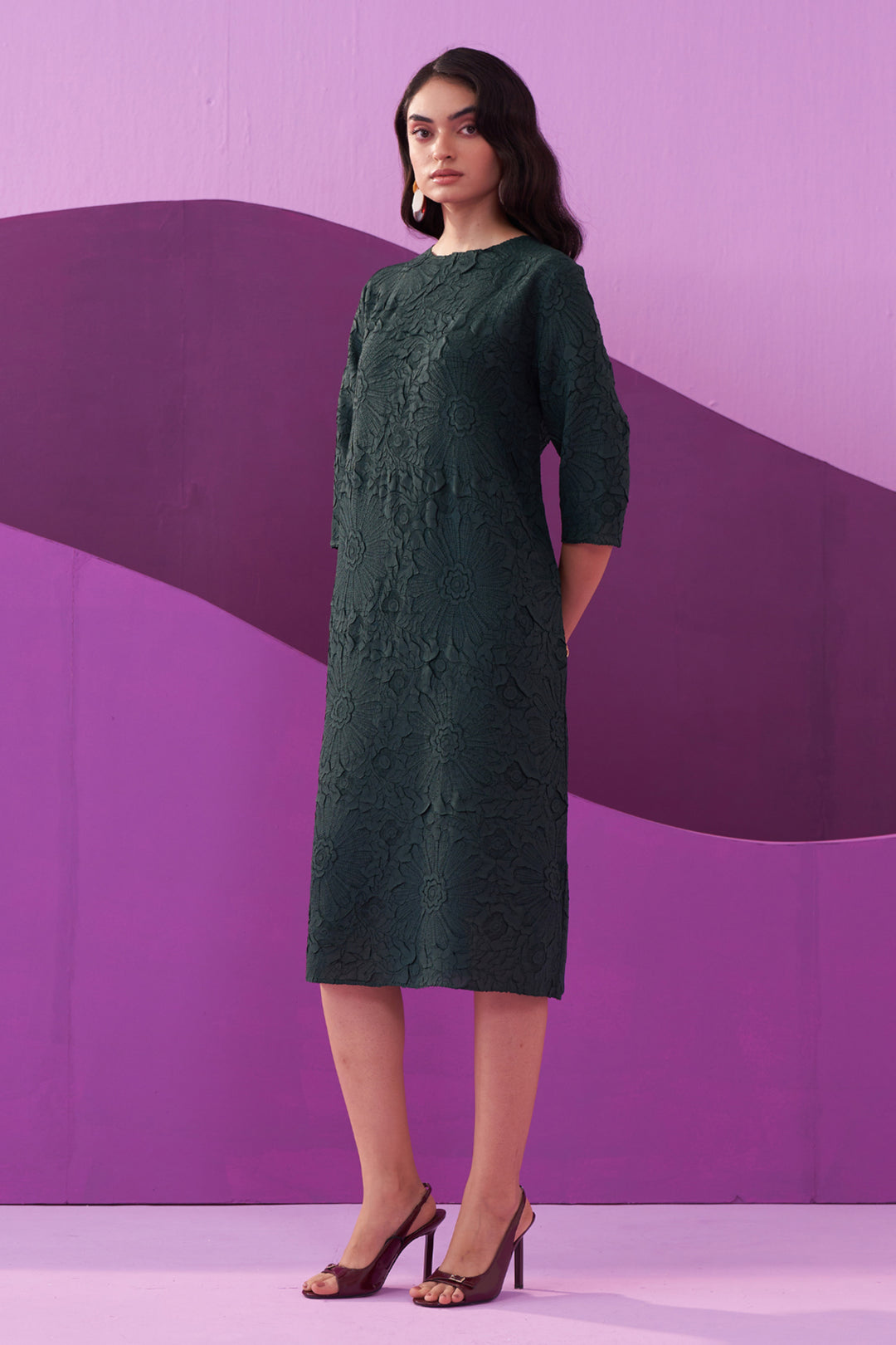 BOTTLE GREEN CAMPANIA DRESS