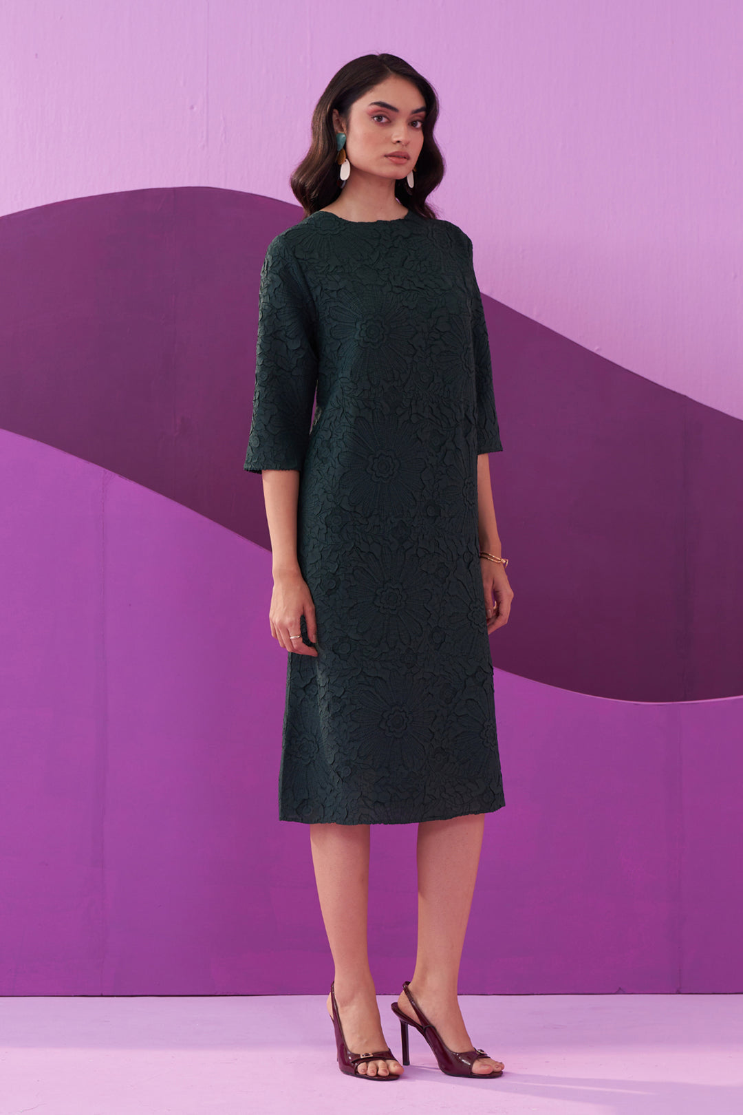 BOTTLE GREEN CAMPANIA DRESS