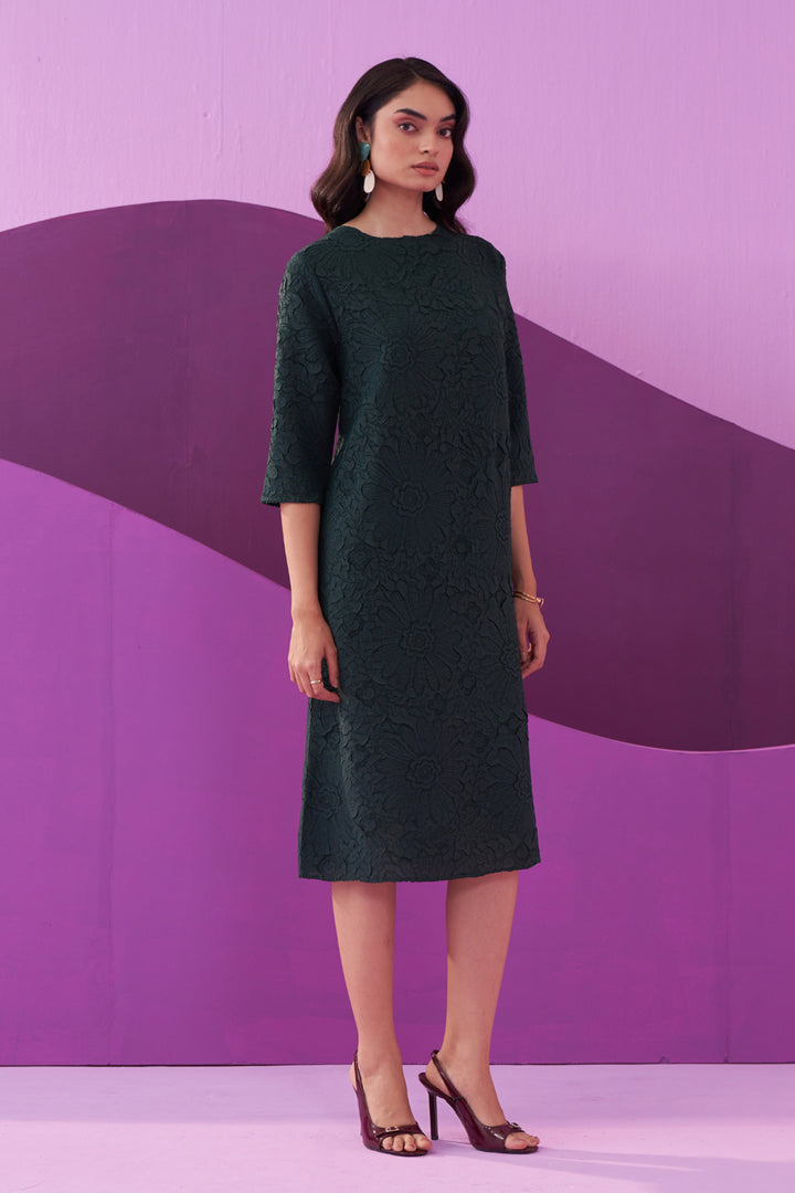 BOTTLE GREEN CAMPANIA DRESS