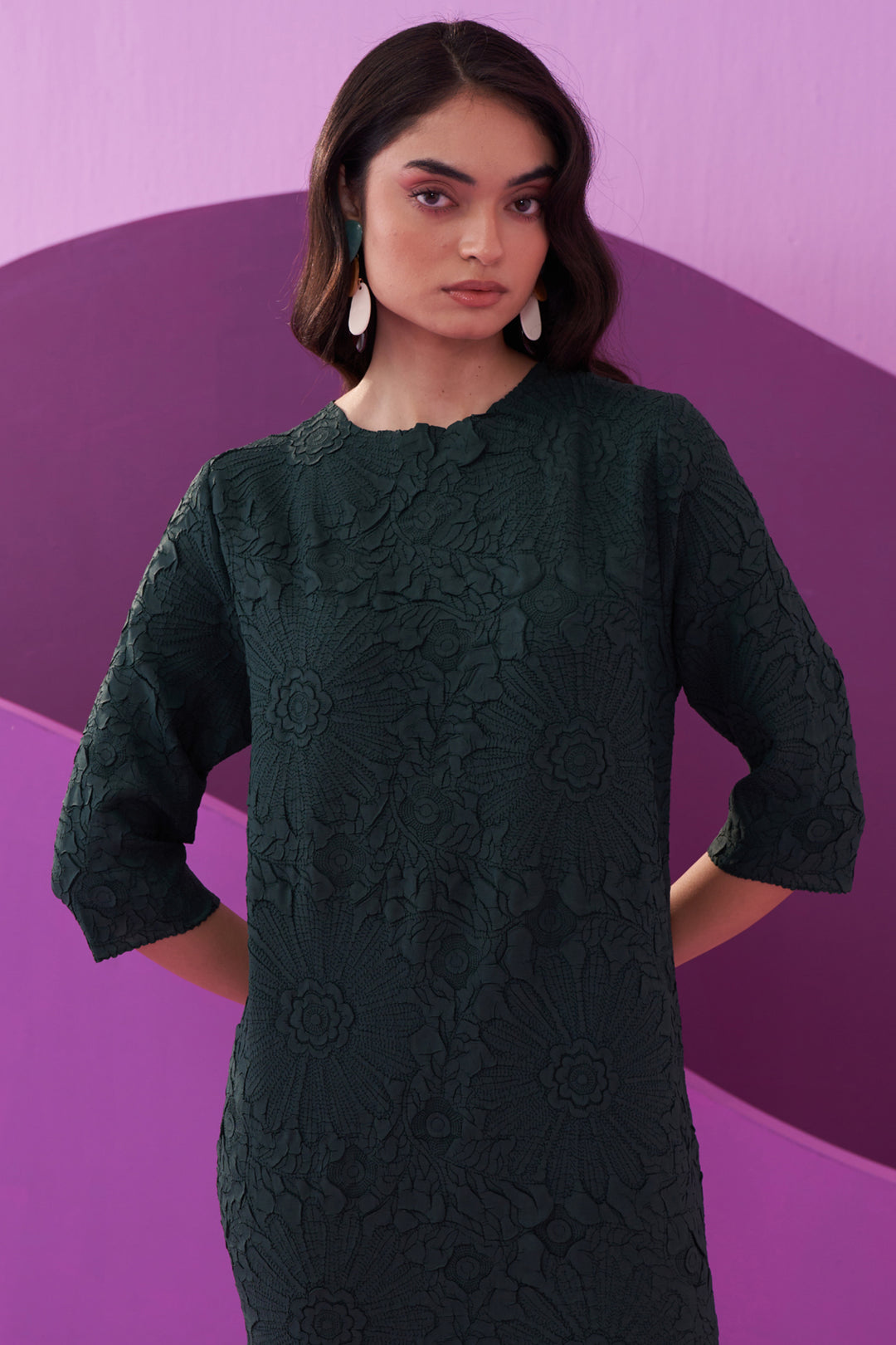 BOTTLE GREEN CAMPANIA DRESS