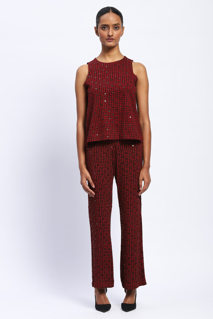 Embellished Dot Print Top