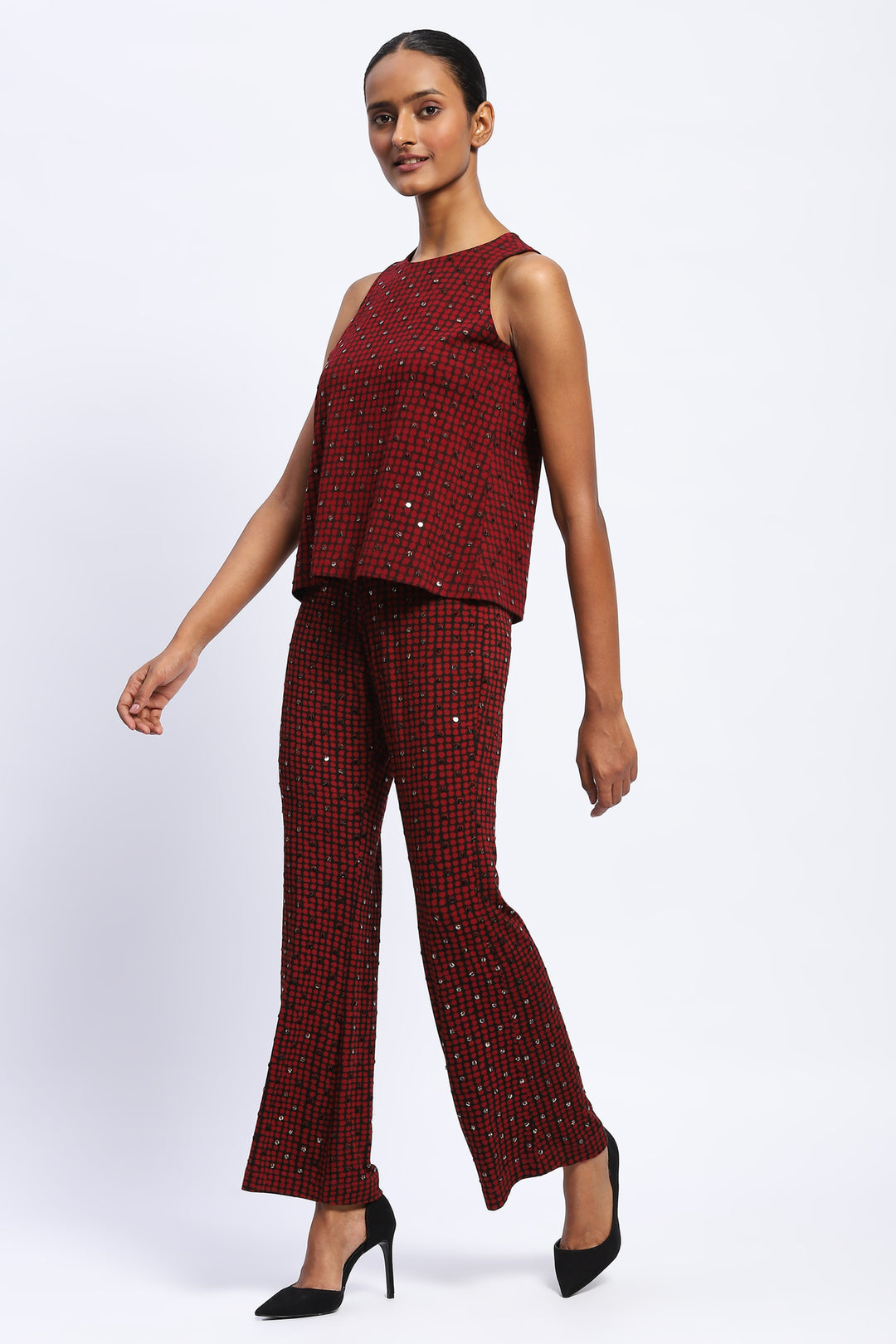 Embellished Dot Print Top