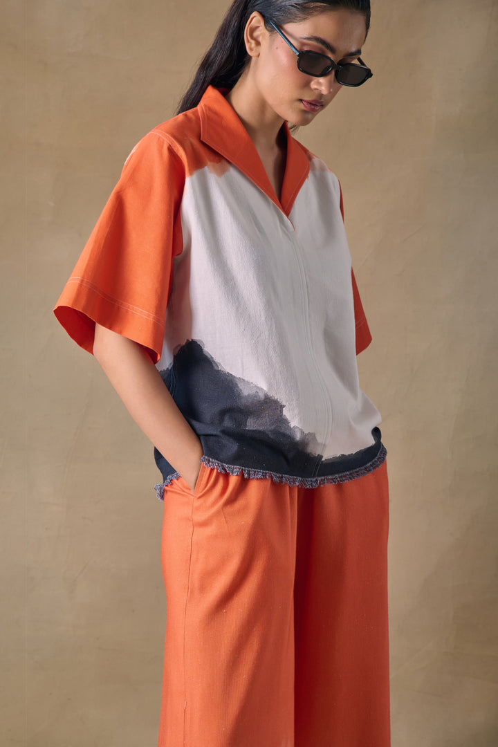 Orange Washed Kaftan Top