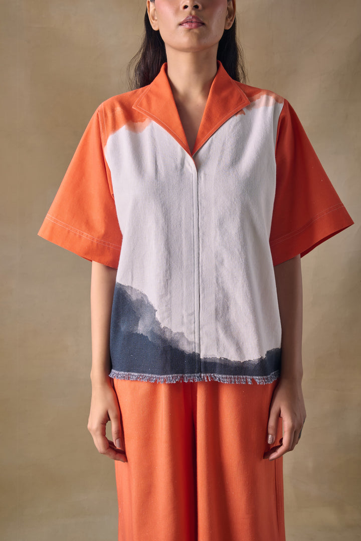 Orange Washed Kaftan Top