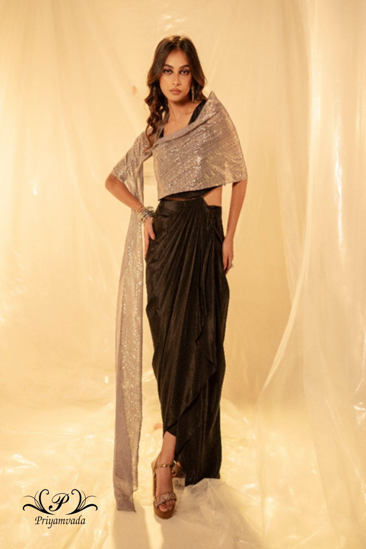 Wrap-on with draped skirt and bustier
