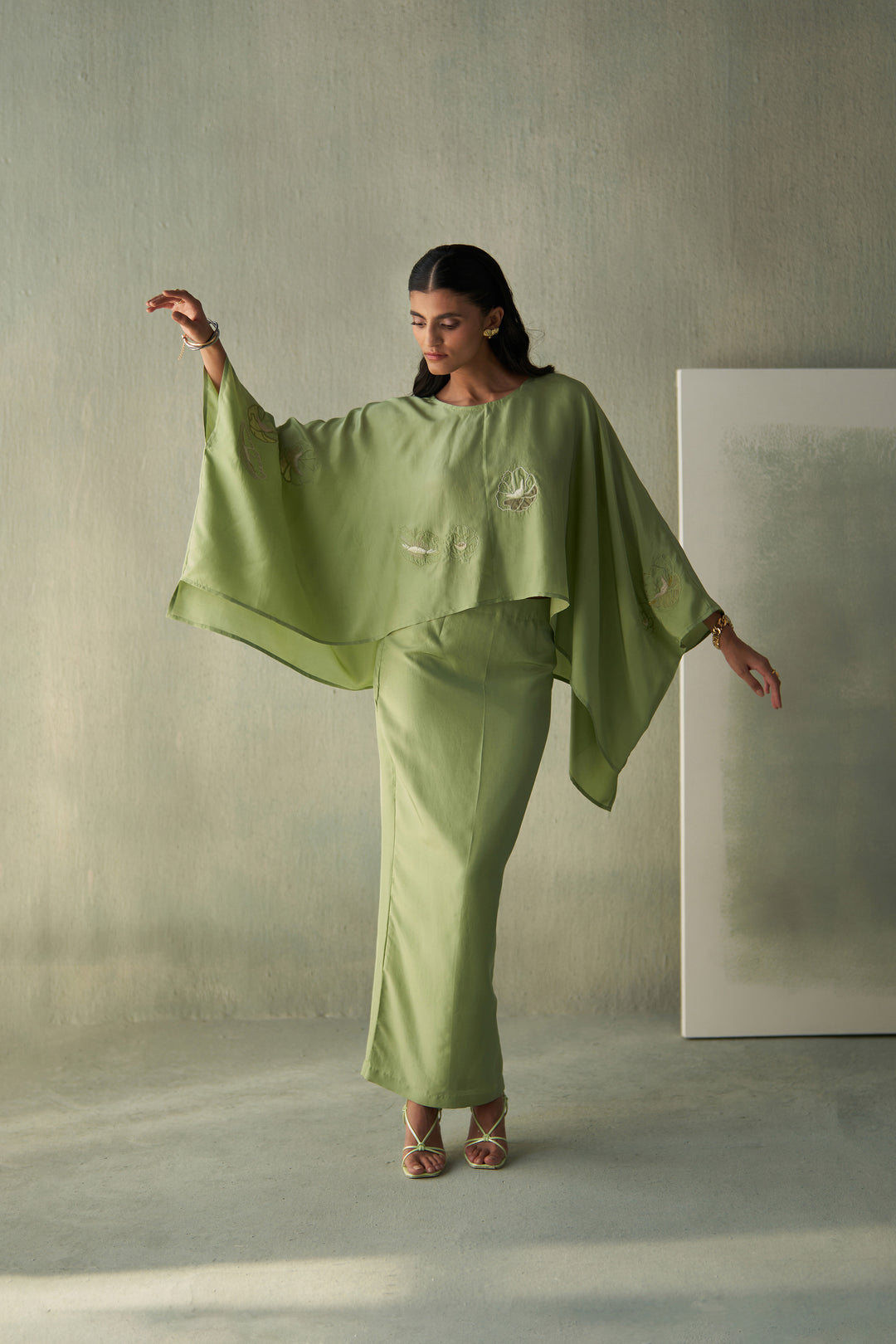 Foliage Green Top & Skirt Set