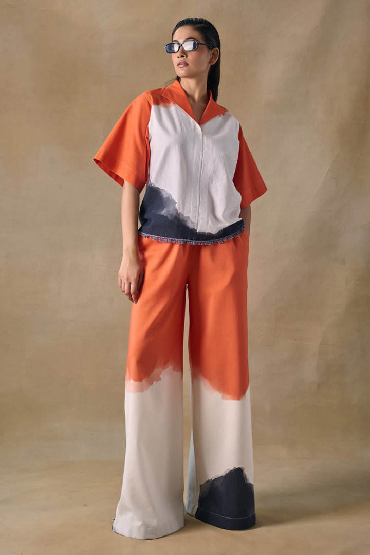 Orange Washed Palazzo Pants