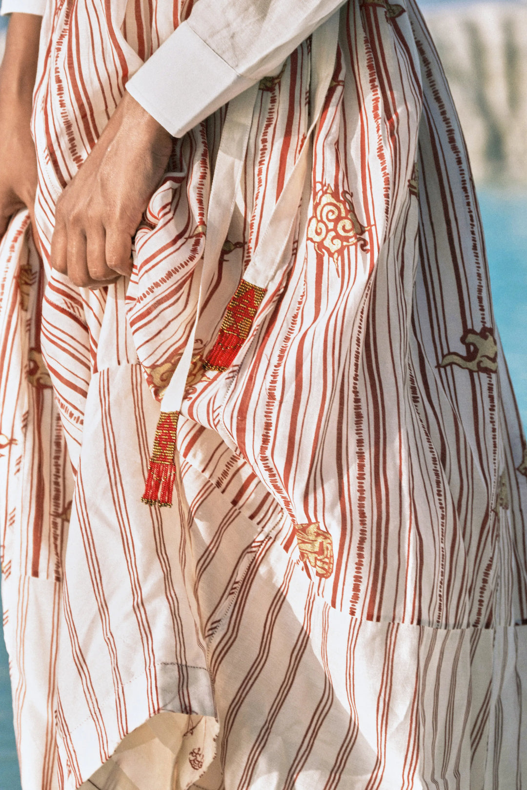 ⁠Htami Drawstring Panelled Skirt