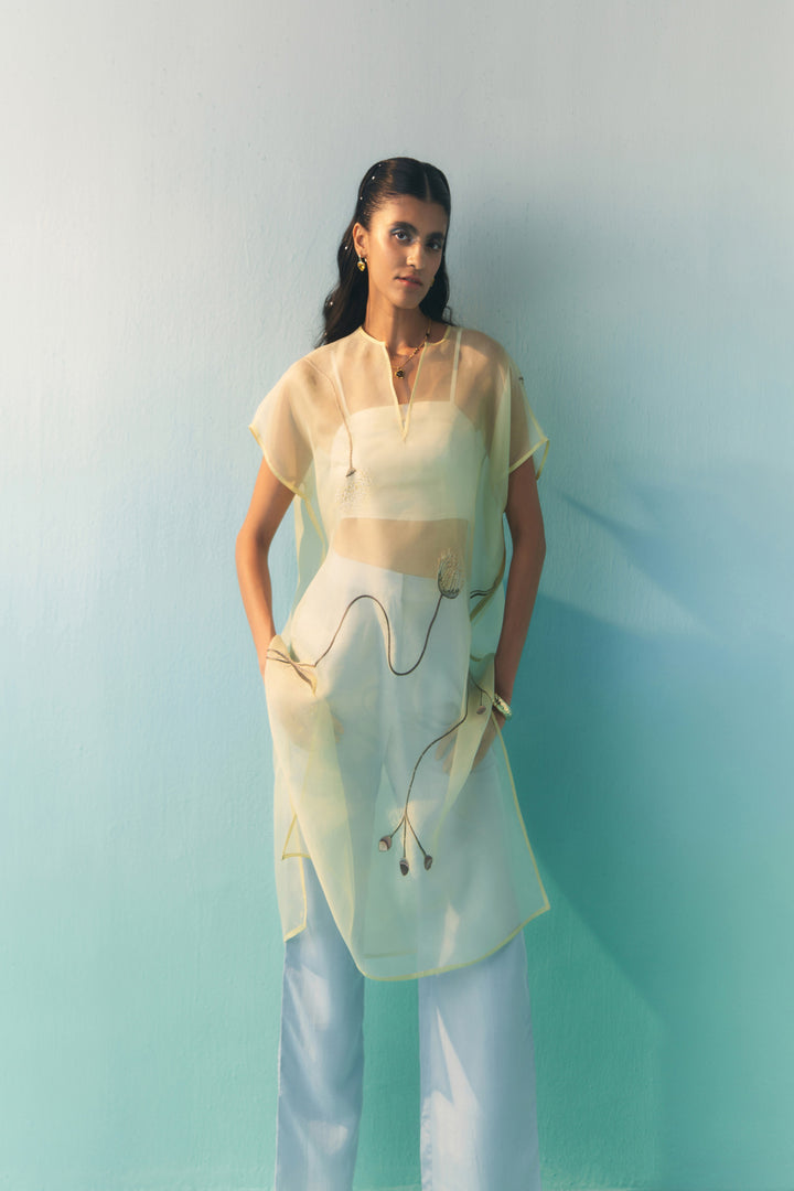 cocoon sheer overlay-Butter yellow