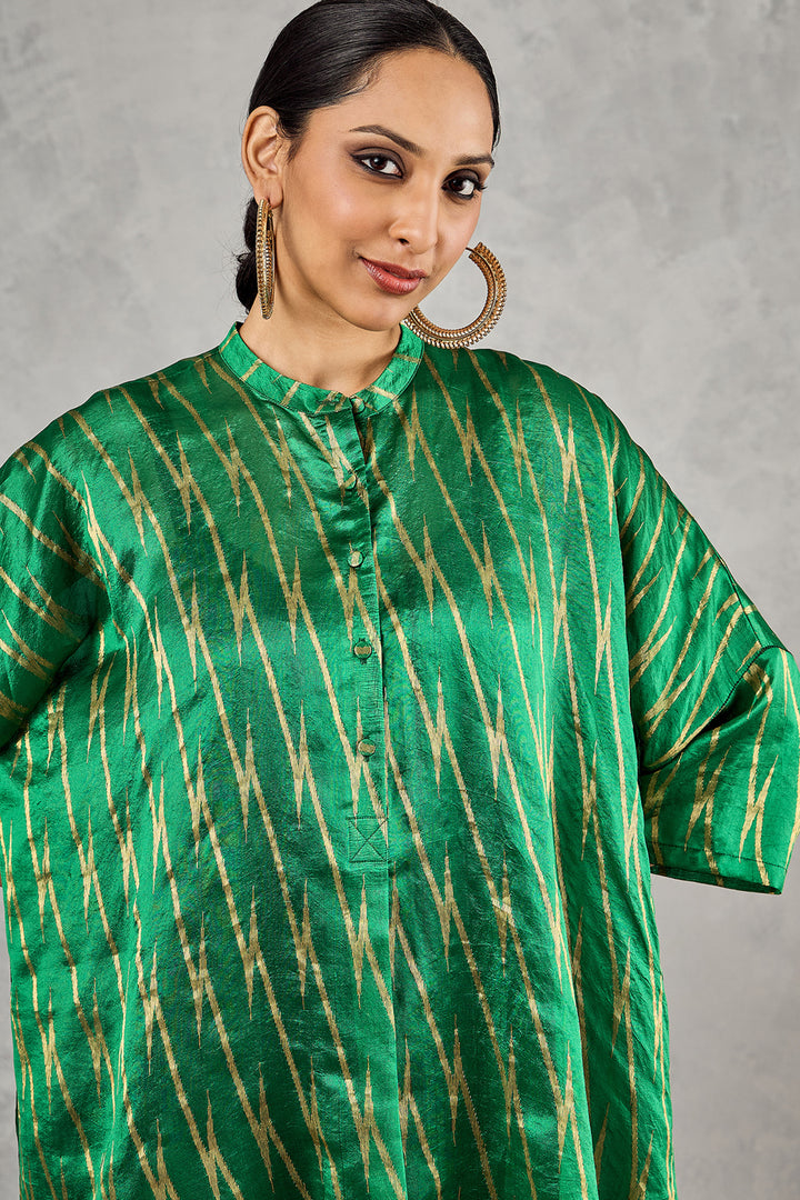 Green Zig-Zig Namah Tunic Set