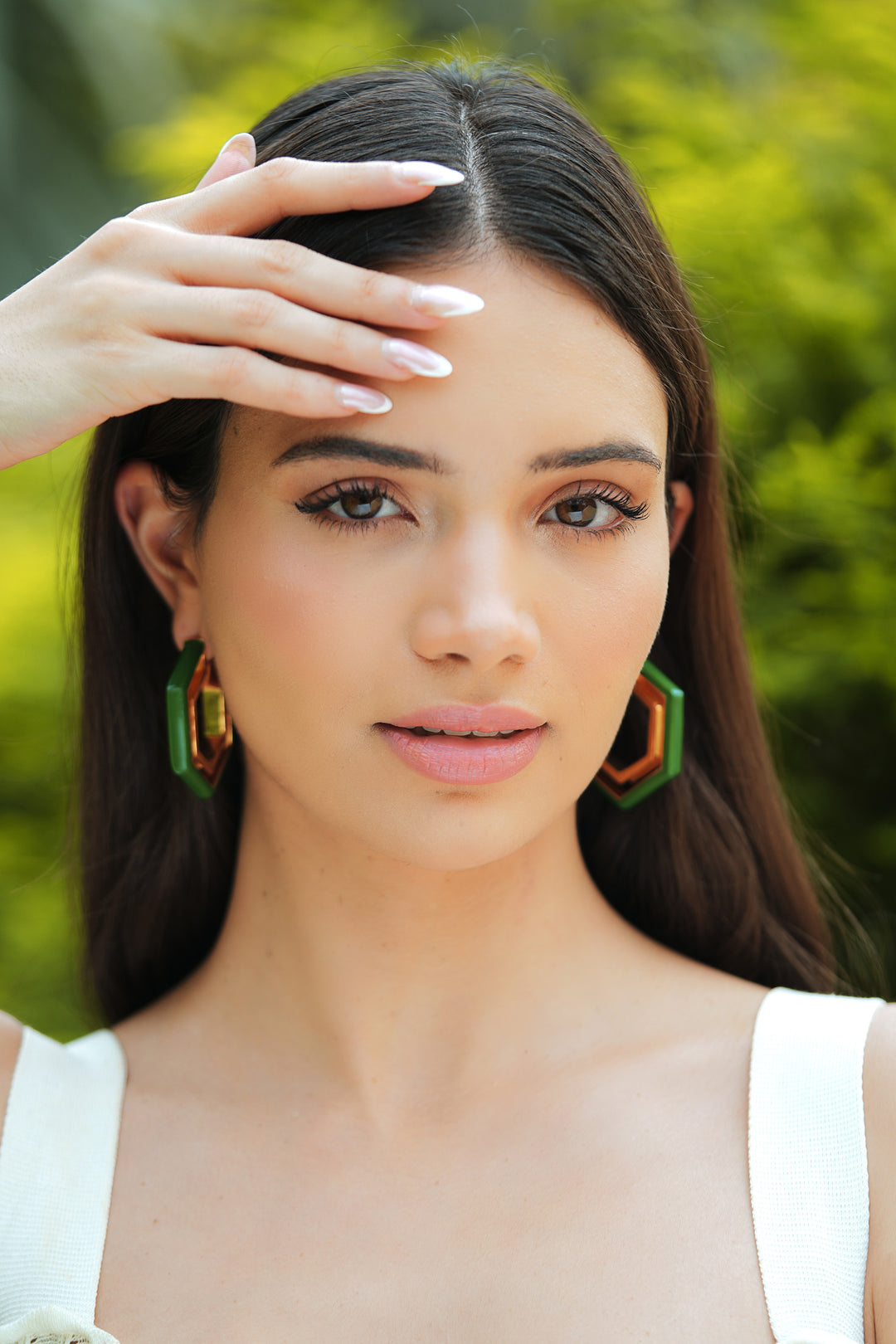 Devine Green Enamel Gold Earrings